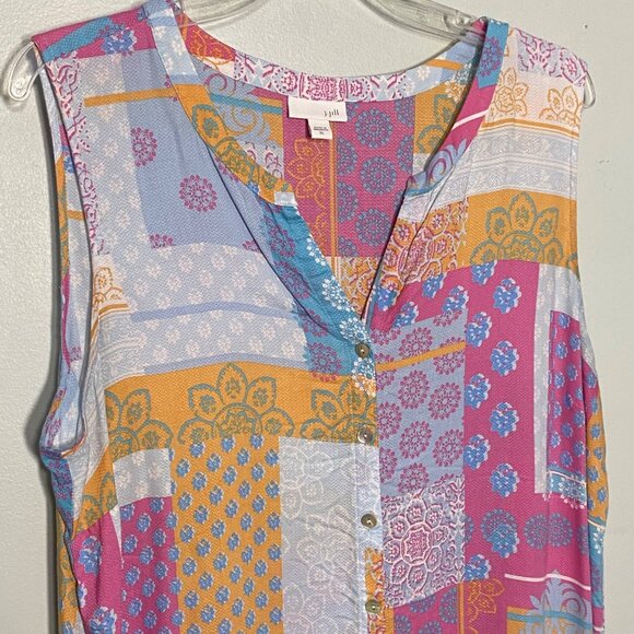 J Jill Womens XL Sleeveless Patchwork Print Rayon Tunic - Picture 2 of 7